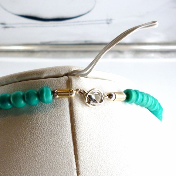 Southwestern Necklace Faux Turquoise Huge Pendant Ethnic 24" NOS Perfect M550 - Picture 3 of 6